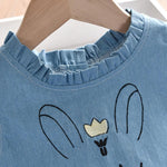 Rabbit Pattern Denim Dress for Toddler Girl Wholesale children's clothing - PrettyKid