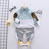 2pcs Fashion Color-block Letter Hoodies and Pants Wholesale children's clothing - PrettyKid