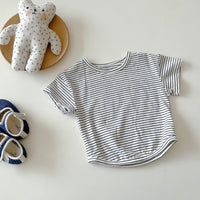 Baby Bear Denim Suspender Bodysuit & Striped Top - PrettyKid