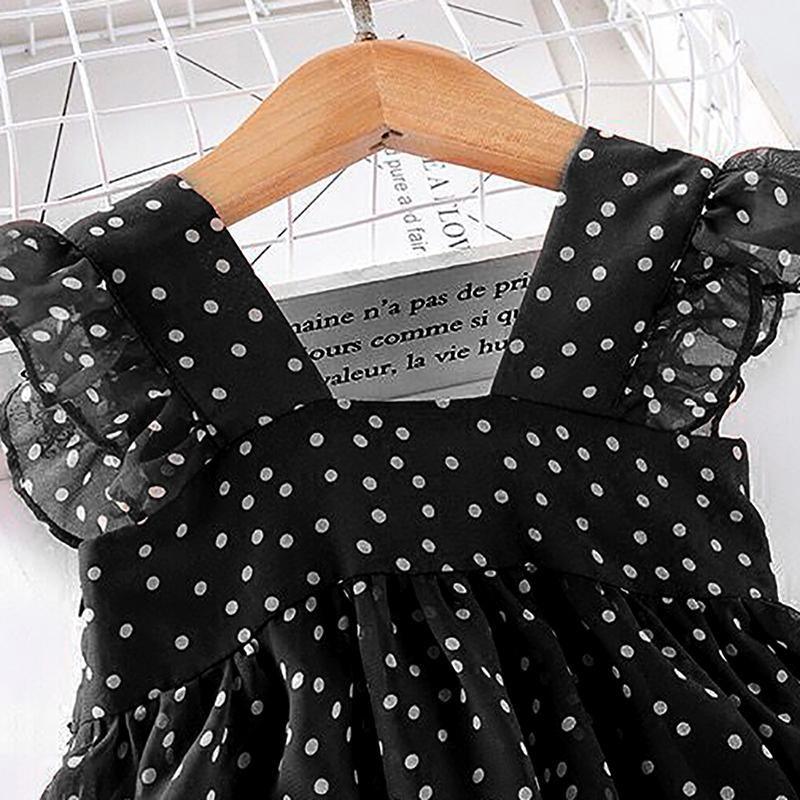 Ruffle Bow Decor Polka Dot Pleated Dress for Toddler Girl - PrettyKid