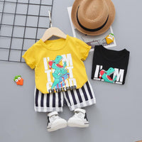 2-piece Cartoon Design T-shirt & Shorts for Children Boy - PrettyKid