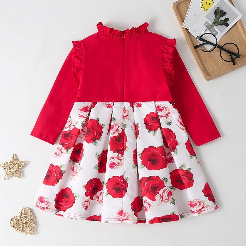 Ruffle Crimson Dress for Toddler Girl Wholesale Children's Clothing - PrettyKid