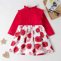 Ruffle Crimson Dress for Toddler Girl Wholesale Children's Clothing - PrettyKid