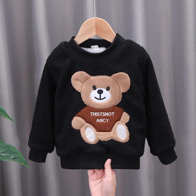 Bear Pattern Fleece-lined Sweatshirt for Children Boy - PrettyKid