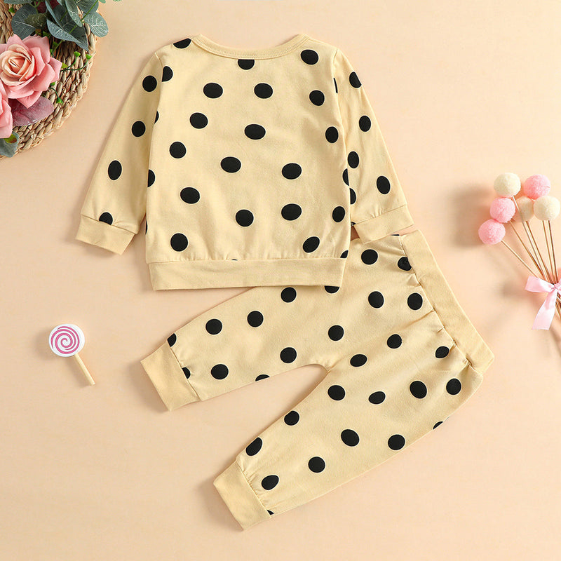 6-24M Baby Girls Polka Dots Long Sleeve Top Snd Pants Baby Clothes Supplier - PrettyKid
