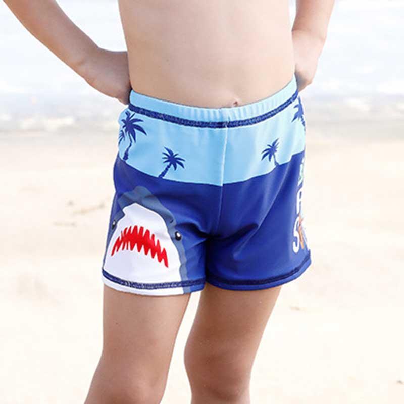 Kid Boy Cartoon Shark Print Swimming Trunks & Swimming Cap 2Pic Children's Clothing - PrettyKid