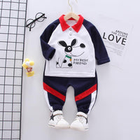 2-piece Bear Pattern Polo Shirt & Pants for Children Boy - PrettyKid