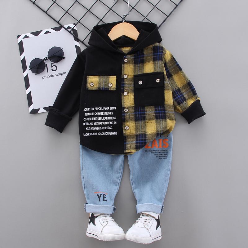 2-piece Plaid Hoodie & Jeans for Toddler Boy（No Shoesï¼?Wholesale Children's Clothing - PrettyKid