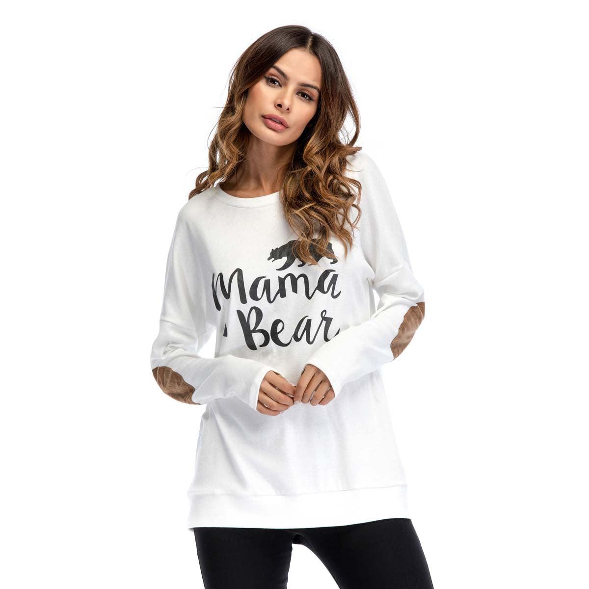 Crew Neck Lettered Bat Long Sleeve Patch T-shirt Wholesale Woman Clothing - PrettyKid