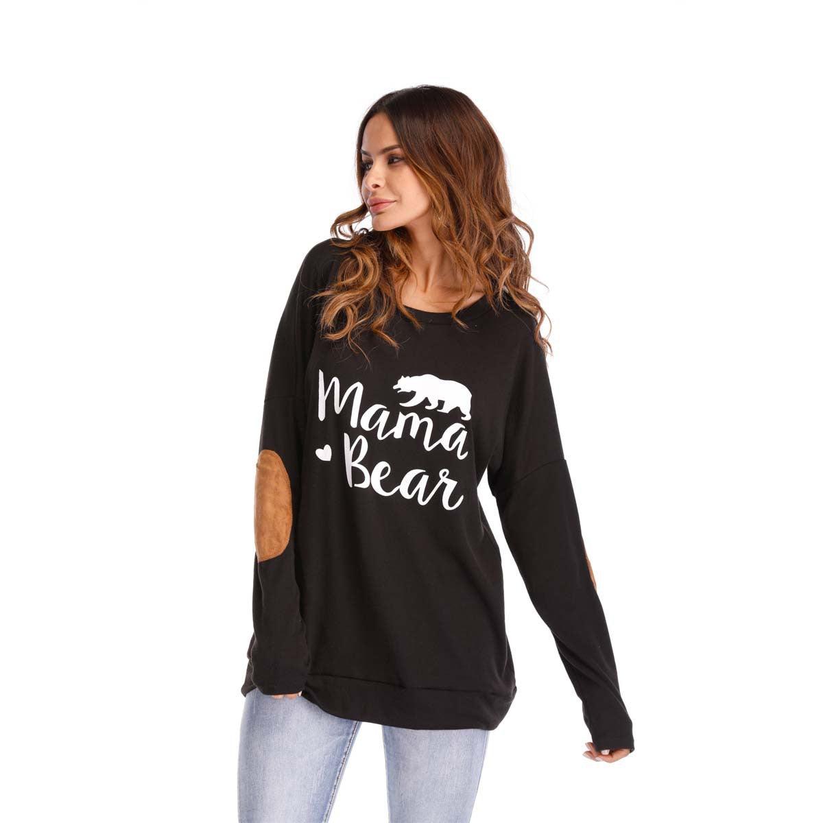 Crew Neck Lettered Bat Long Sleeve Patch T-shirt Wholesale Woman Clothing - PrettyKid