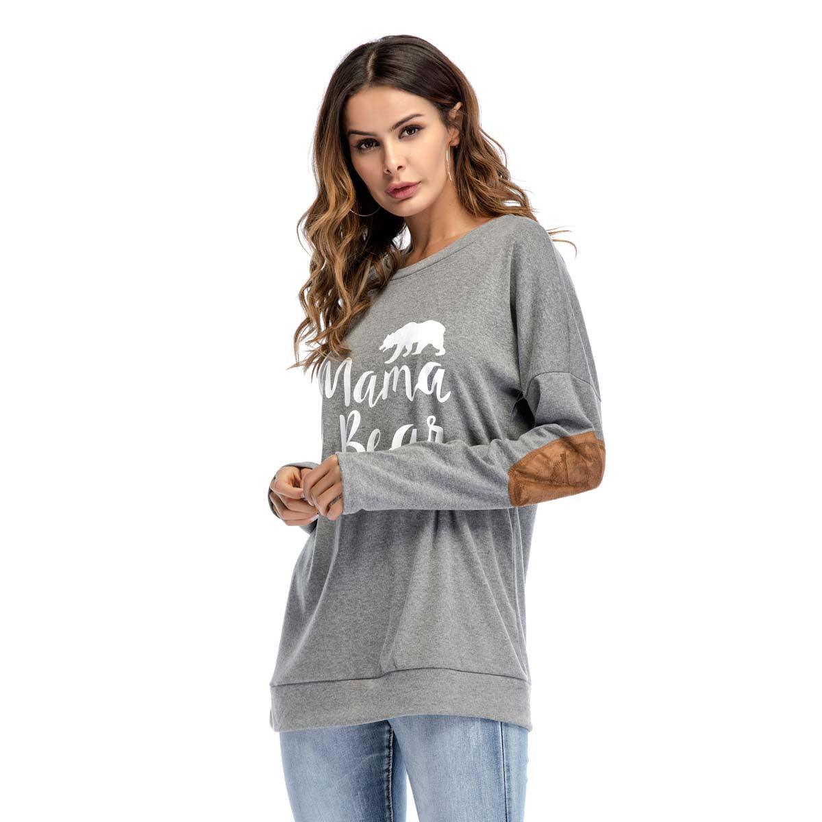 Crew Neck Lettered Bat Long Sleeve Patch T-shirt Wholesale Woman Clothing - PrettyKid