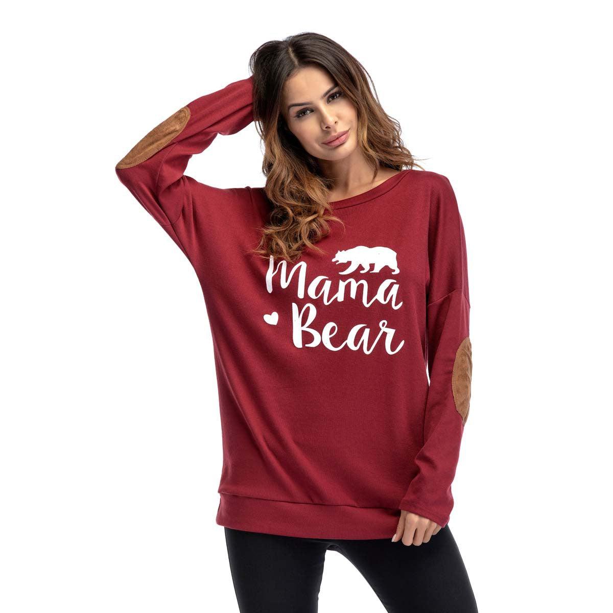 Crew Neck Lettered Bat Long Sleeve Patch T-shirt Wholesale Woman Clothing - PrettyKid