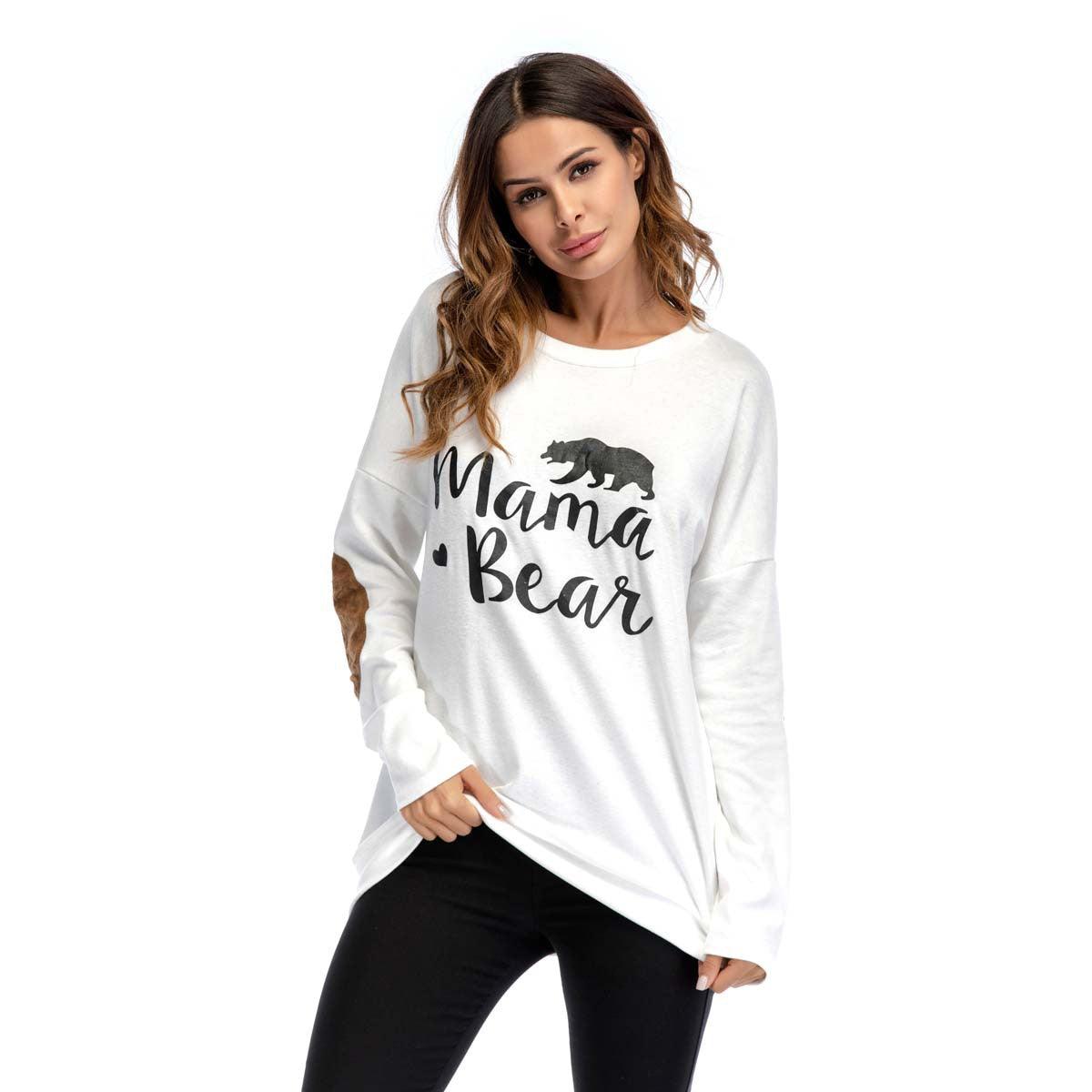 Crew Neck Lettered Bat Long Sleeve Patch T-shirt Wholesale Woman Clothing - PrettyKid