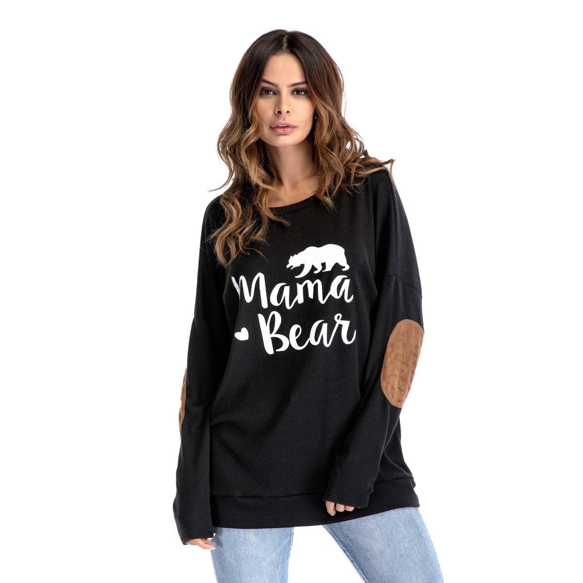 Crew Neck Lettered Bat Long Sleeve Patch T-shirt Wholesale Woman Clothing - PrettyKid