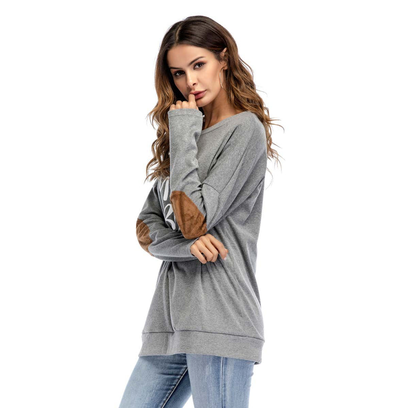 Crew Neck Lettered Bat Long Sleeve Patch T-shirt Wholesale Woman Clothing - PrettyKid