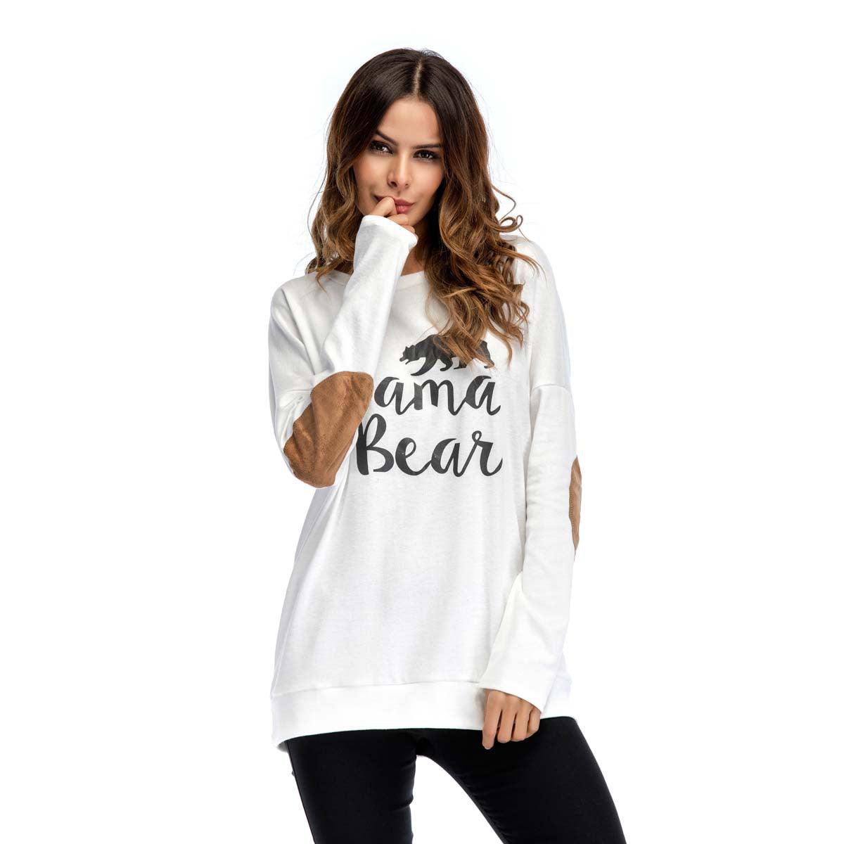 Crew Neck Lettered Bat Long Sleeve Patch T-shirt Wholesale Woman Clothing - PrettyKid