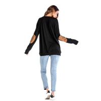 Crew Neck Lettered Bat Long Sleeve Patch T-shirt Wholesale Woman Clothing - PrettyKid