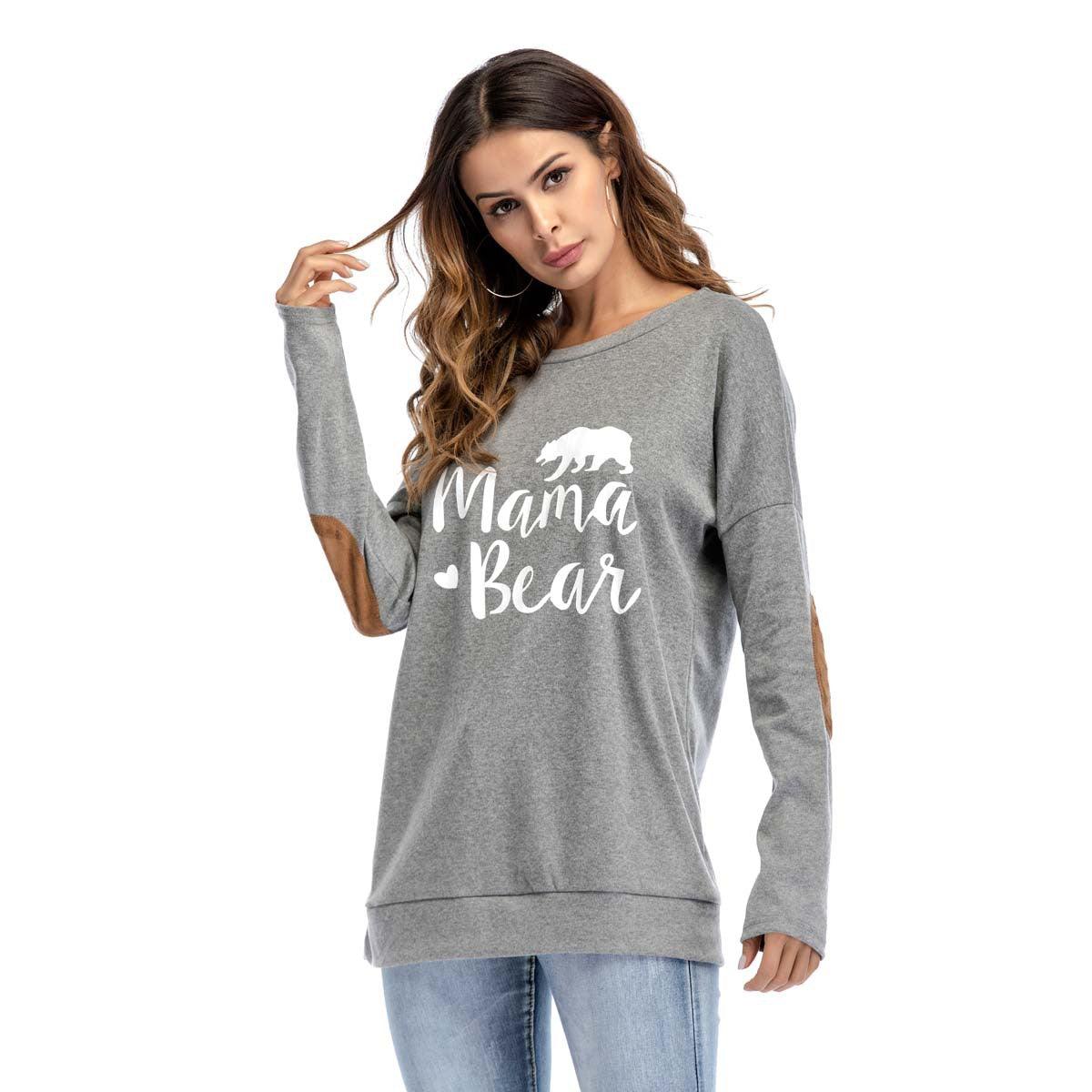 Crew Neck Lettered Bat Long Sleeve Patch T-shirt Wholesale Woman Clothing - PrettyKid