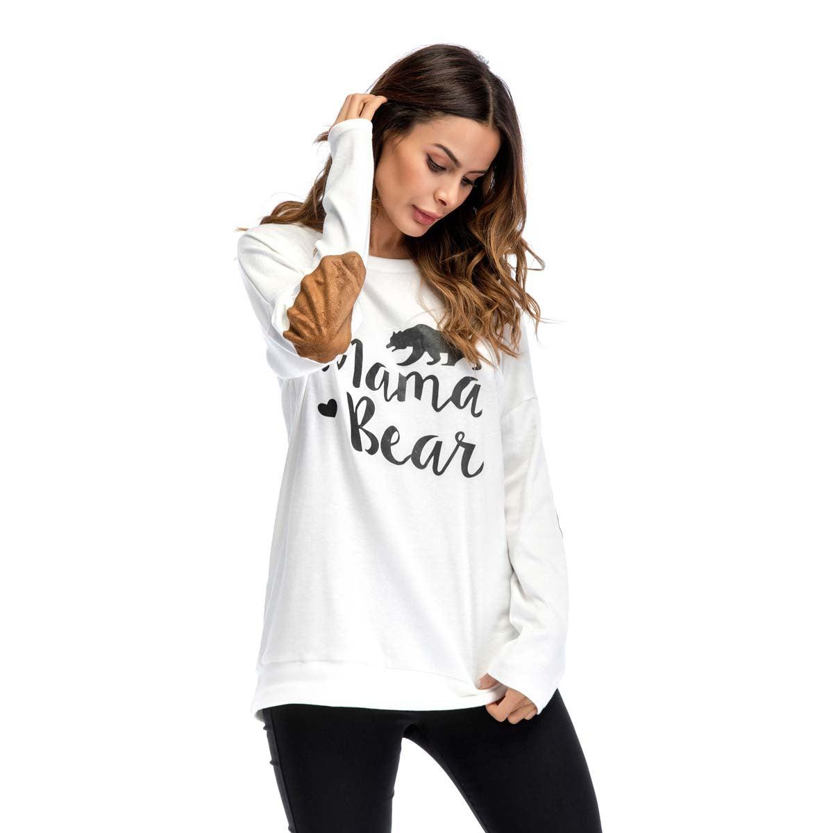 Crew Neck Lettered Bat Long Sleeve Patch T-shirt Wholesale Woman Clothing - PrettyKid