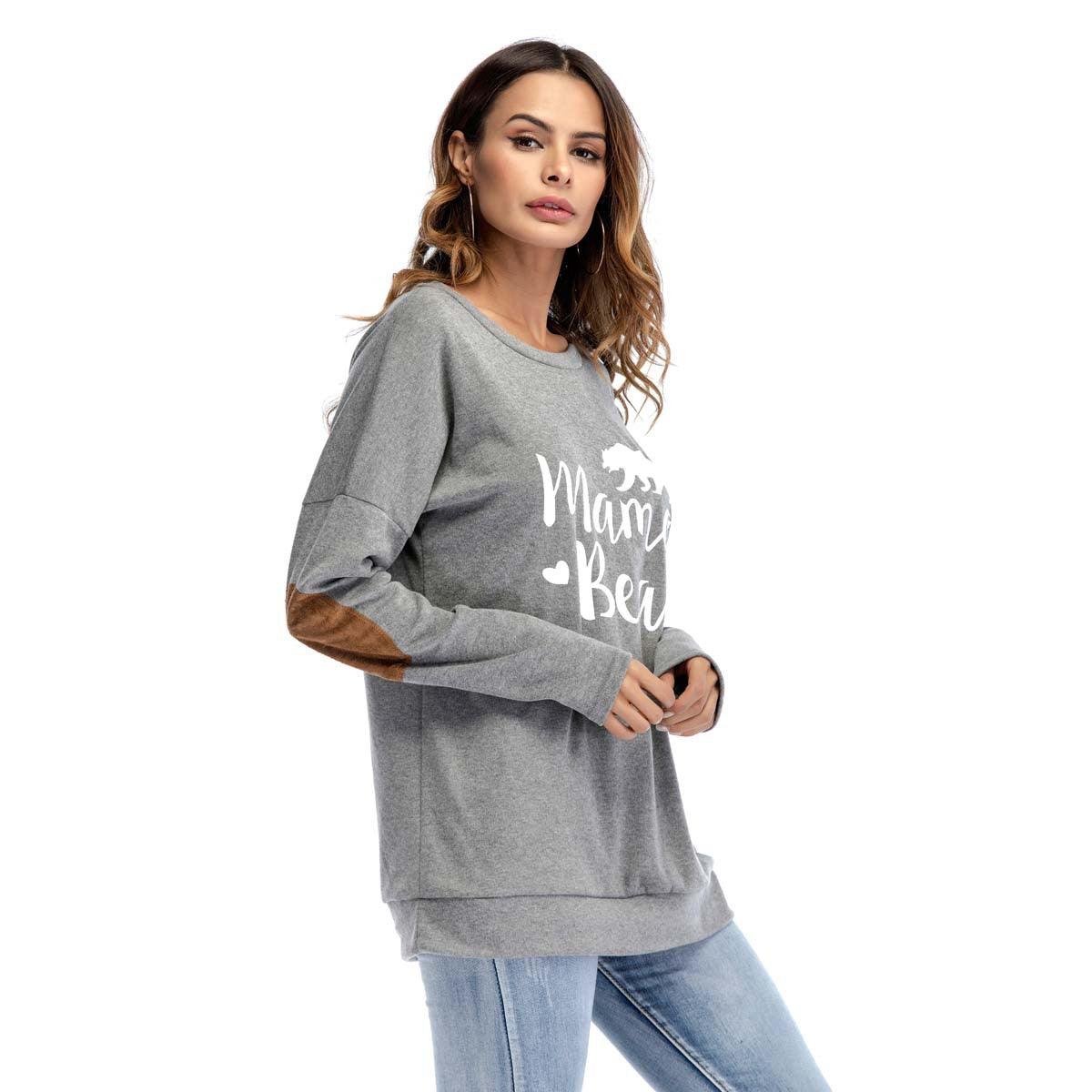 Crew Neck Lettered Bat Long Sleeve Patch T-shirt Wholesale Woman Clothing - PrettyKid