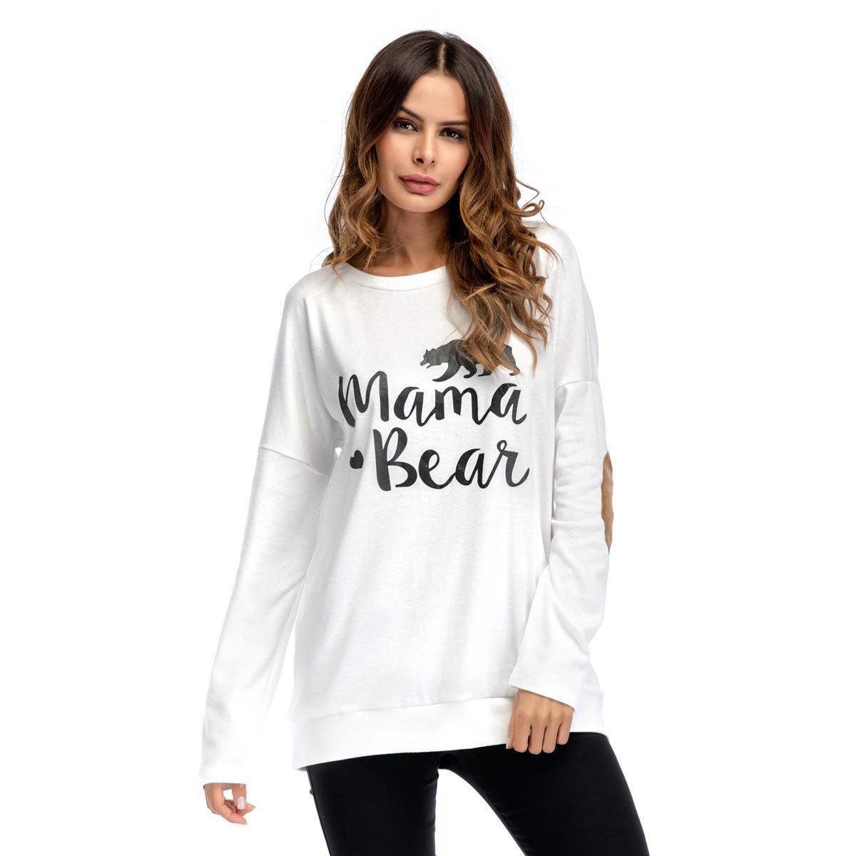 Crew Neck Lettered Bat Long Sleeve Patch T-shirt Wholesale Woman Clothing - PrettyKid