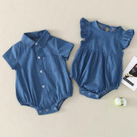 Baby Unisex 1 Pieces Solid Pattern Summer Bodysuit - PrettyKid