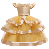 Girl Princess Flying Sleeves Performance Dress - PrettyKid