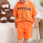 Grow Boy Bear Pattern T-shirt & Shorts - PrettyKid