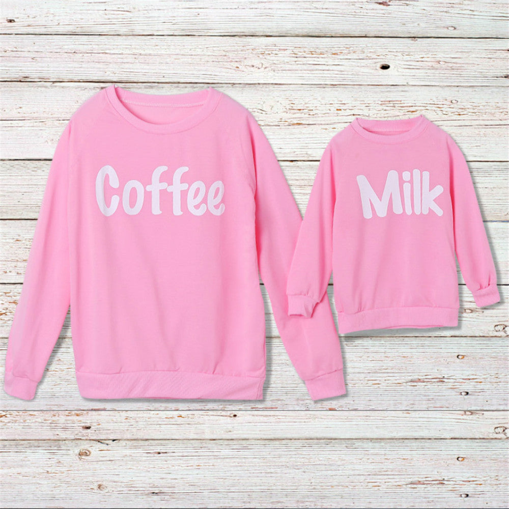 Coffee & Milk Print Wholesale Mommy And Me Clothing Sweatshirts - PrettyKid