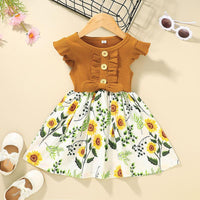 9months-4years Toddler Girl Dresses Summer Girls Dress Printing Stitching Children's Dress Wholesale - PrettyKid