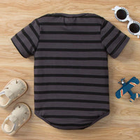 Baby Boy Short Sleeve Striped Romper Baby One Piece Jumpsuit - PrettyKid