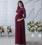 Lace Patchwork Chiffon Floor-length Maternity Dress - PrettyKid