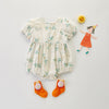 9-24M Puff Sleeve Embroidered Print Sisters Dress Triangle Romper Pack Butt Romper Wholesale Baby Clothes - PrettyKid