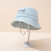 Breathable Letter Label Denim Shade Flat Top Bucket Hat Wholesale - PrettyKid