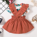0-18M Baby Girls Sets Flower Print Top & Suspender Skirts Wholesale Baby Clothes - PrettyKid