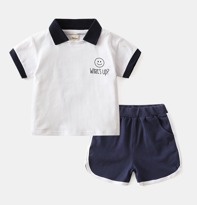 Casual Fashion Lapel Color Blocking Polo Shirt Shorts Wholesale Toddler Boys 2 Piece Sets - PrettyKid