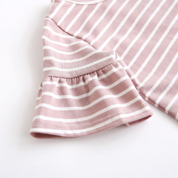 9M-4Y Striped Flared Sleeve Tops Toddler Girl Wholesale Boutique Clothing - PrettyKid