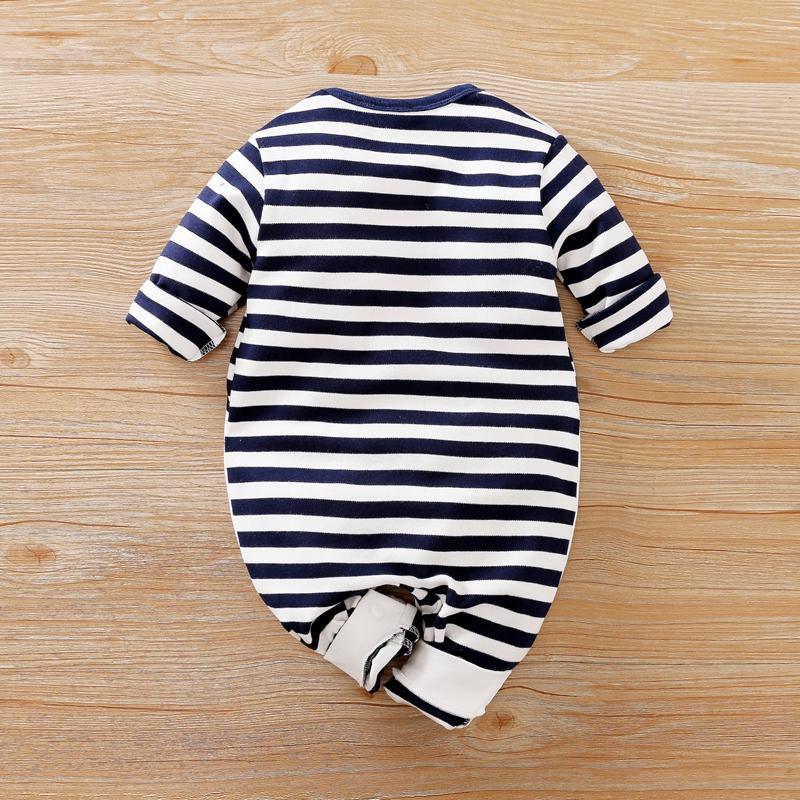 Penguin Striped Round Neck Jumpsuit Wholesale children's clothing - PrettyKid