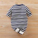 Penguin Striped Round Neck Jumpsuit Wholesale children's clothing - PrettyKid