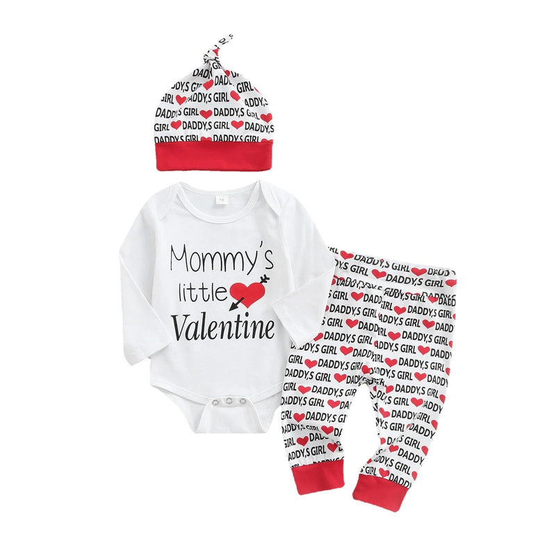 Baby Girls Sets Mommy's Little Valentine Love Print Wholesale Baby Clothes - PrettyKid