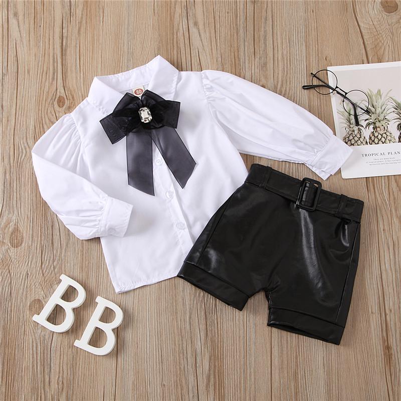2-piece Shirt & Shorts Leather Pants for Toddler Girl - PrettyKid