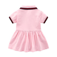 Cute Stripe Solid Short-sleeve Dress - PrettyKid