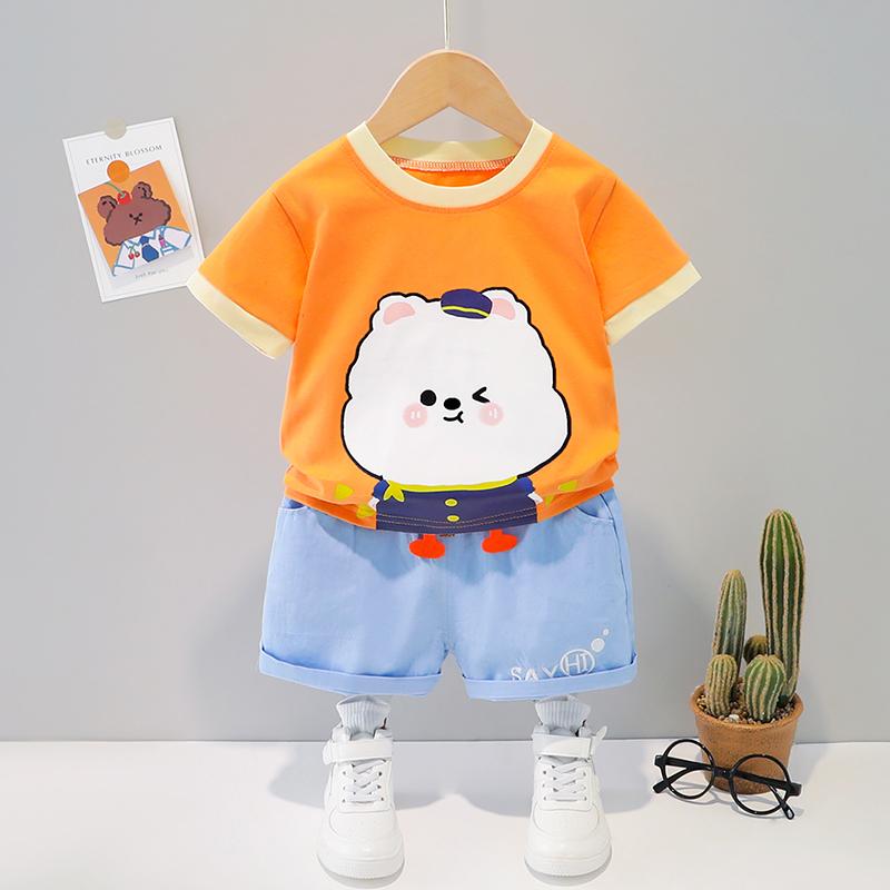 Grow Boy Cute Animal Print T-shirt & Denim Shorts - PrettyKid
