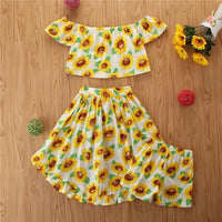 Toddler Girl Short Sunflower Top & Skirt & Shorts - PrettyKid