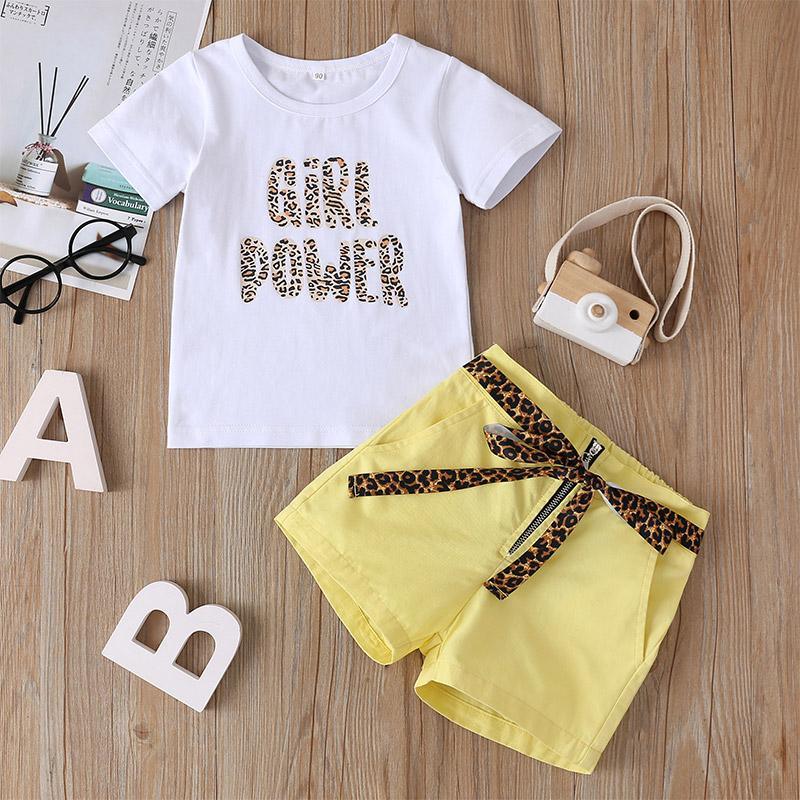 2-piece Letter Pattern T-shirt & Shorts for Toddler Girl - PrettyKid