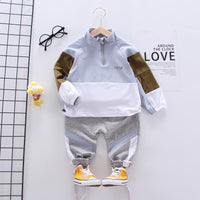 2pcs Fashion Color-block Letter Hoodies and Pants Wholesale children's clothing - PrettyKid