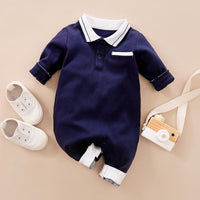 Long-Sleeve Soild Gentleman Style Jumpsuit Wholesale children's clothing - PrettyKid