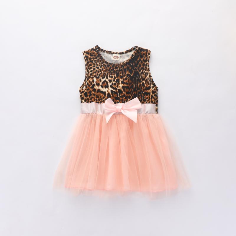 Leopard Pattern Patchwork Tulle Dress for Baby Girl Wholesale children's clothing - PrettyKid