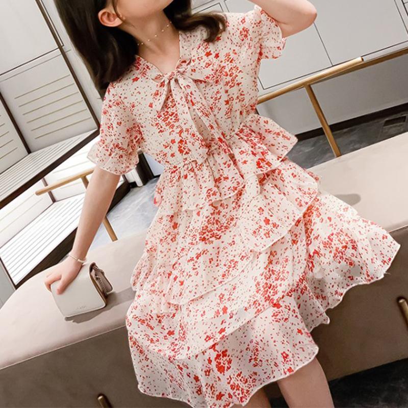 Floral Printed Layered Dress for Girl - PrettyKid