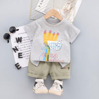 Baby Boy Lettering & Graffiti Print T-Shirt And Shorts Baby Boy Clothing Sets - PrettyKid